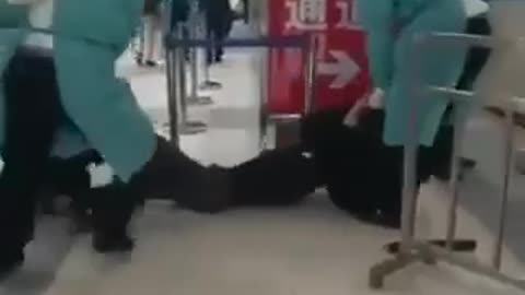Chinese Airport personnel attack visitors w/ false positives X-19 Tests