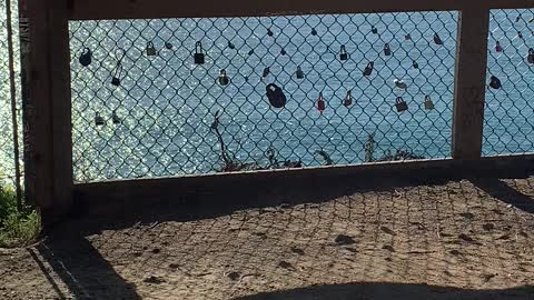 Locks of Love fence on Hwy 1 near San Simeon before the washed out portion of the highway.