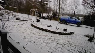 German shepherd puppy enjoys snow for the first time