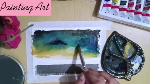 Watercolor painting tutorial - dark night starry sky