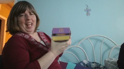 Mom with burger box