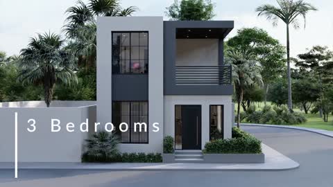 6x7 Meters Small House Design Idea with 3 Bedrooms