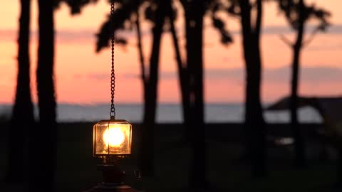 Red sky, sea and lamp 2