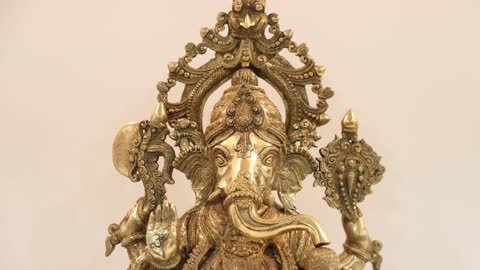 26" Large Size Enthroned Ganesha In Brass | Handmade | Exotic India Art