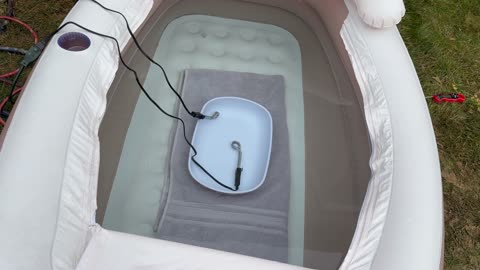 Reviewing the Diximus DX-300 Dual Voltage Immersion Electric Water Heater (110 Volts/220 Volts -- 300 Watts at 110 Volts/1200 Watts at 220 Volts) Heater on the Inflatable After 3+ Hours Have Elapsed on Saturday, 01/27/2024, at 10:53 EST.