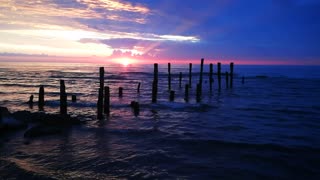 Meditative: purple sunrise over the sea