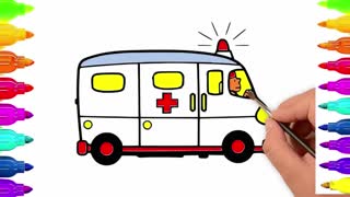 Drawing and Coloring for Kids - How to Draw Ambulance