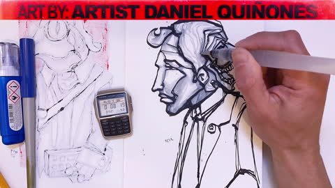 Time-Lapse news tricks art without lifting pencil | art by - Artist Daniel Quinones0