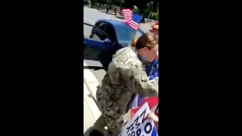 Uniformed Navy Member Screams "F#ck Trump" At Pro Trump Rally In Ventura California