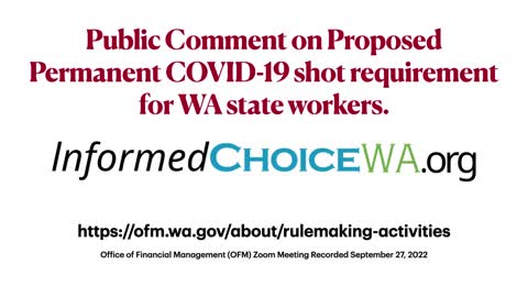 Public Comment to WA State agency proposing permanent COVID shot mandates