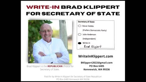 Short Promo for Brad Klippert running as Write-In Candidate for SOS