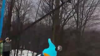 Light blue snowboard side flip