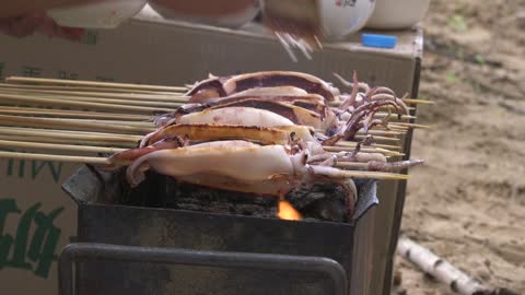 Grilled squid fish