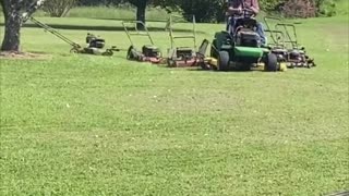 Man Uses Ingenious Trick to Extend Mowing Capacity