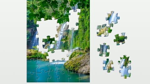 Puzzle. Waterfall. Beauty nature.