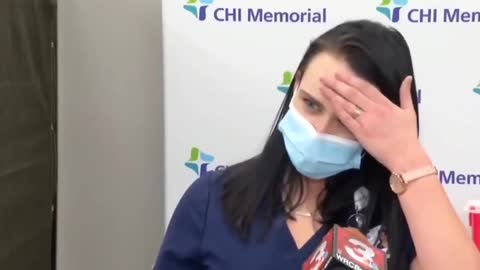 Nurse passes out on live tv after taking the Covid vaccine. Time stamp 00:33