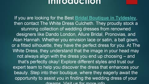 Best Bridal Boutique in Tyldesley
