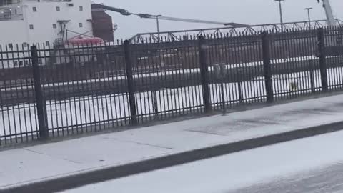 Ship at Sault Locks