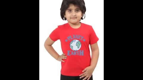 Kids Red Colour Funny Design T Shirts