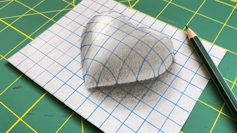How to Draw 3D Heart on Graph Paper. Drawing a 3D Heart step by step.