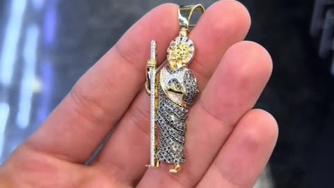 Natural Diamond & Solid Gold Saint Jude Thaddeus Pendant