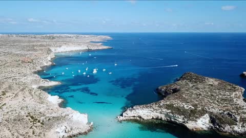 aerial view of isola dei conigli next to the island of lampedusa sicily italy