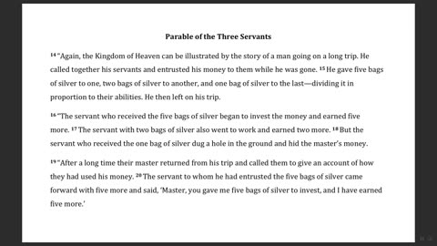 Parable of the Three Servants or The Parable of the Talents