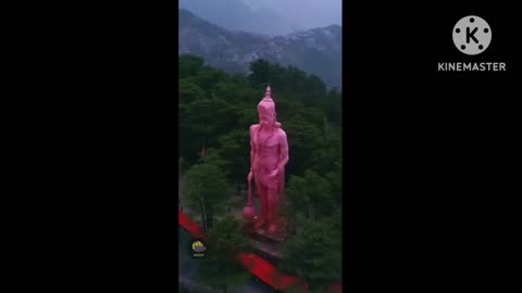 Ariel view of jakhu Lord Hanumaan statue Shimla