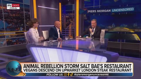 Piers Morgan consumes steak in the presence of a vegan campaigner.🤯🤯🤯😢😢!!!!!