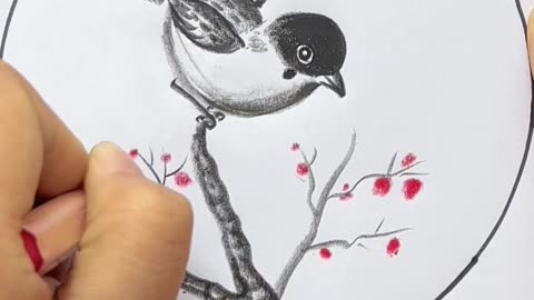 How To Draw Sparrow In Hand Made Painting #rumble