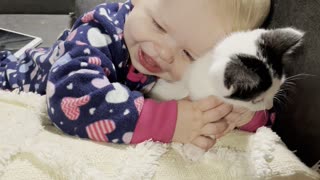 Baby Loves Her New Kitten