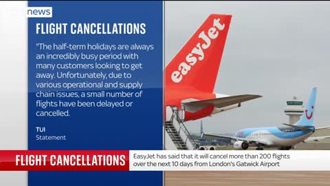 Easyjet and TUI flights cancelled as long queues build at UK airports
