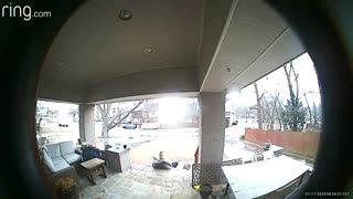 Doorbell Camera Captures Bad Fall on Slippery Steps