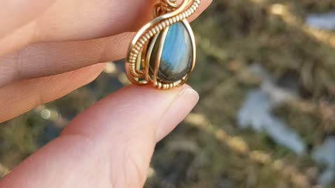 Labradorite and Jewelers Brass Wire Wrap Necklace