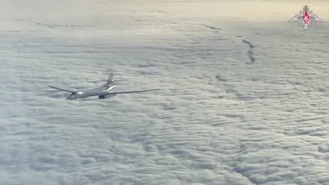 Nuclear Capable of Tu-160 long-range missile carriers conduct a routine sortie