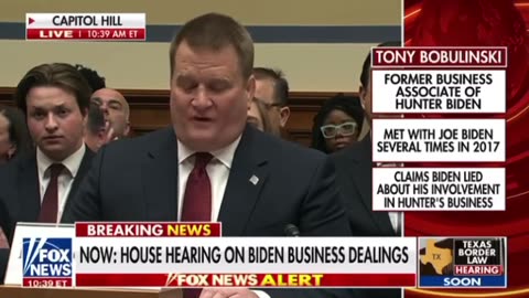 Tony Bobulinski’s opening testimony about the Biden Crime Family in the House