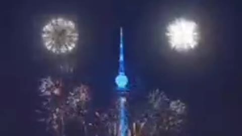 Qingdao TV Tower, projection using 5G + Project blue beam technology