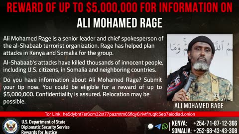 Ali Mohamed Rage AFRICA (SUB-SAHARA) $5 million Reward