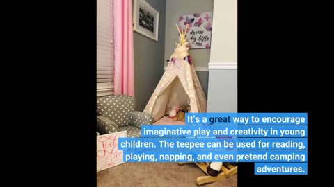 See Full Review: Tiny Land Kids Teepee Tent with Mat & Light String, Kids Foldable Play Tent fo...