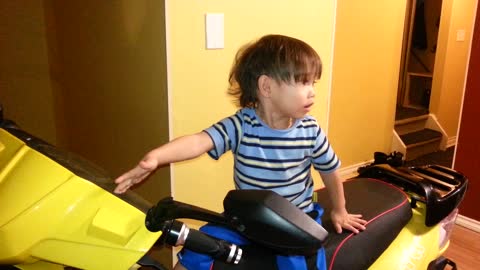 Baby Wants To Go For A Ride On The Scooter, But Not With Daddy!