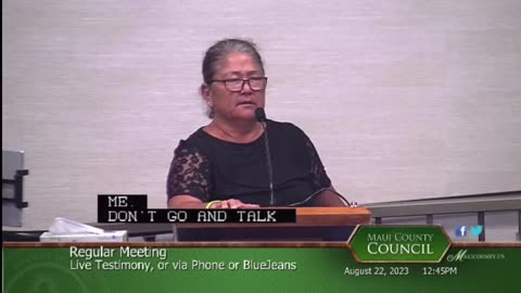 Elder Hawaiian, a Kapuna Testifies at a Hearing In Maui A wise woman speaking Truth to Power