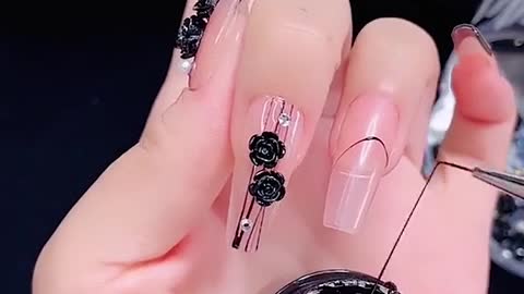 Black rose manicure