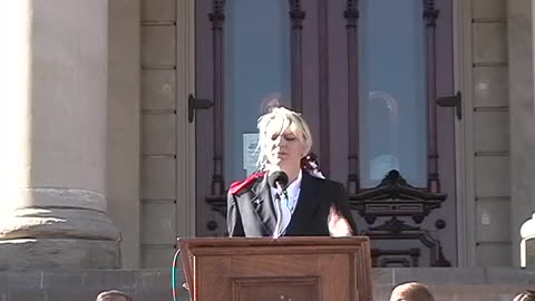 Veteran's Day 2001 Rally Concerning the Mandatory AVIP, Robin Hawes discusses Bioport