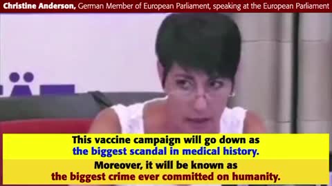 Christine Anderson German member of the European Parliament Vaccine program Crimes against humanity