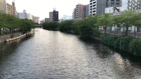 The evening view of Ookwa River japan