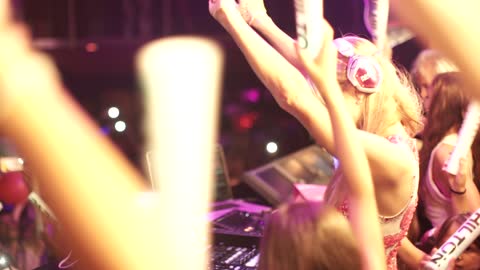 Paris Hilton DJ's charity event in Ibiza