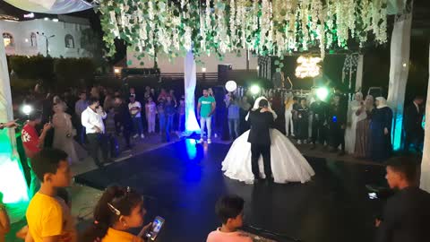 First Dance In Wedding Circled by fire machines
