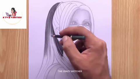 How to draw a beautiful girl with face mask. Pencil Sketch.