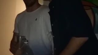 Guy gentle punches friend