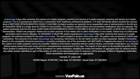 MASS POST VACCINE PREGNANCY LOSS: MISCARRIAGES/ FETAL DEATHS?! VAERS TELLS HORRIFYING TALE (PT 1)